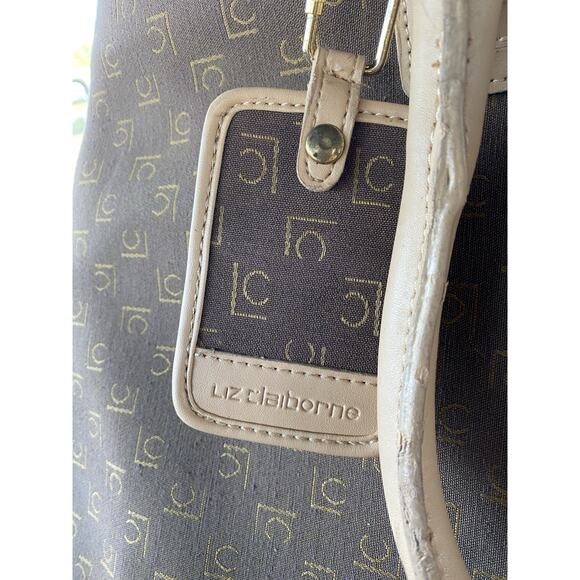 Liz Claiborne Multi Pocket Tote Bag 19” X 13” Brown And Tan VGC Vintage - Picture 3 of 6